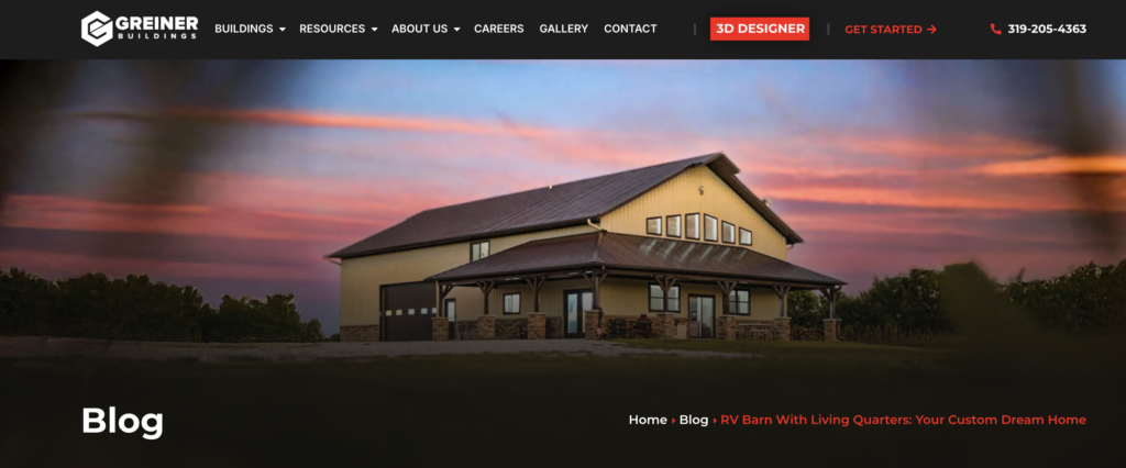 Greiner Buildings, RV Barn article