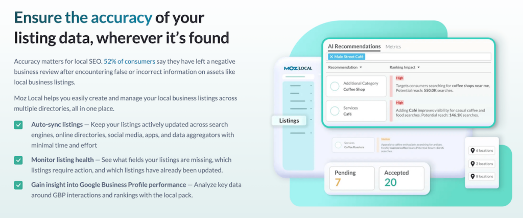 MOZ Local SEO listing features