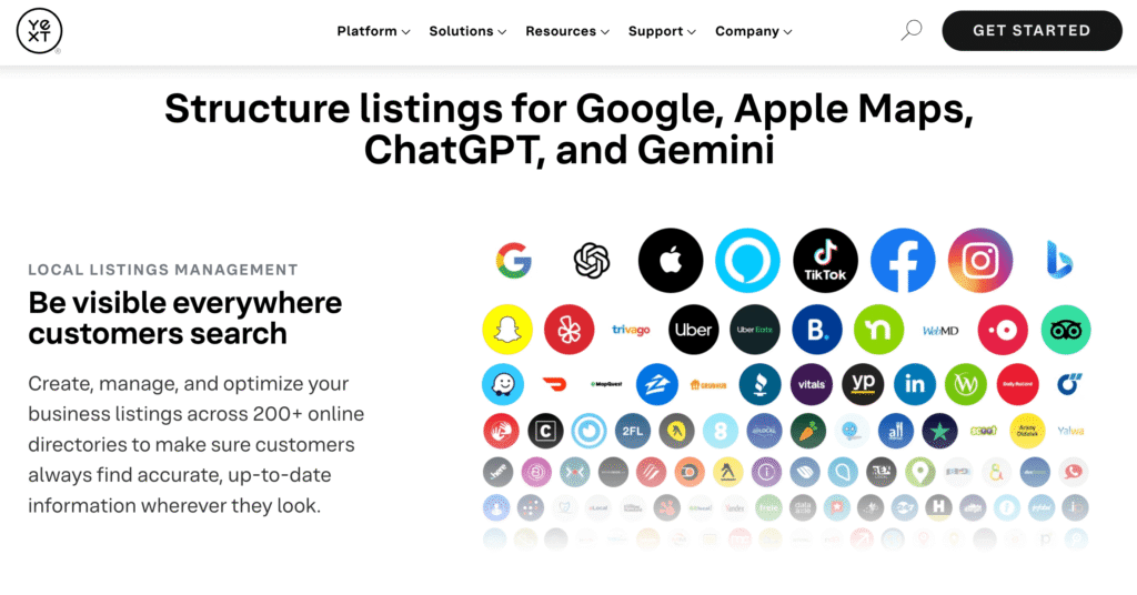 Yext local business listings